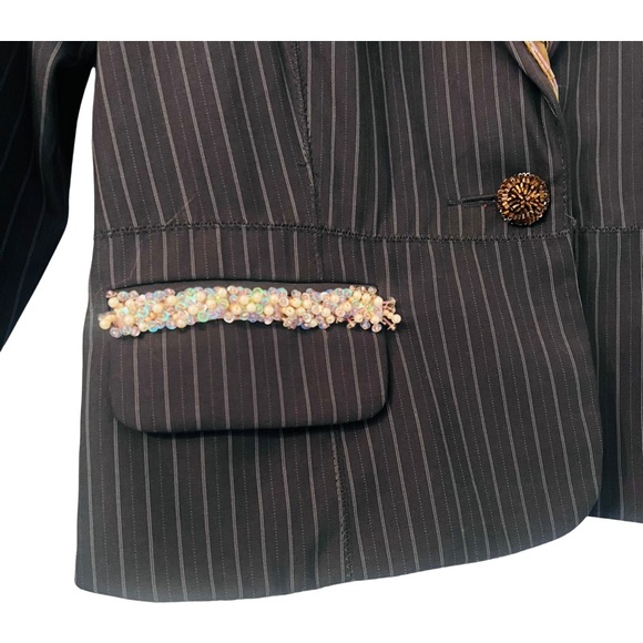 TRUE MEANING Pinstripe Blazer Blazer in Gray Size 6 - Picture 8 of 10